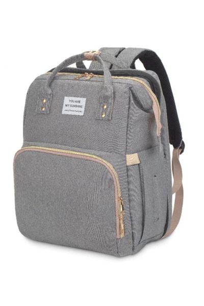 OEM Multifunctional baby backpack, with extendable cot, unisex model, gray, 305x205x405 mm