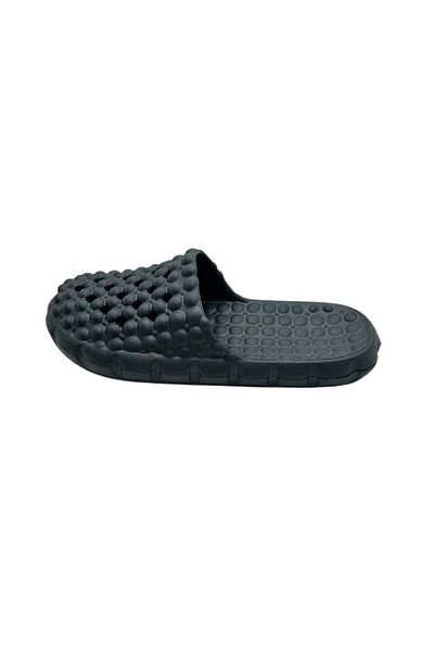 TECOS Closed Toe Slippers For Women, Bubble Design, Size 38, Black, 24 Centimeters