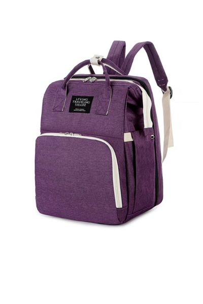 OEM Multifunctional 3-in-1 bag for mothers, can be used as a handbag, backpack or crib, purple