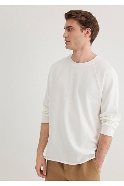 Mavi Weißes Langarm-T-Shirt mit normaler Passform / normaler Passform 0612510 -70057