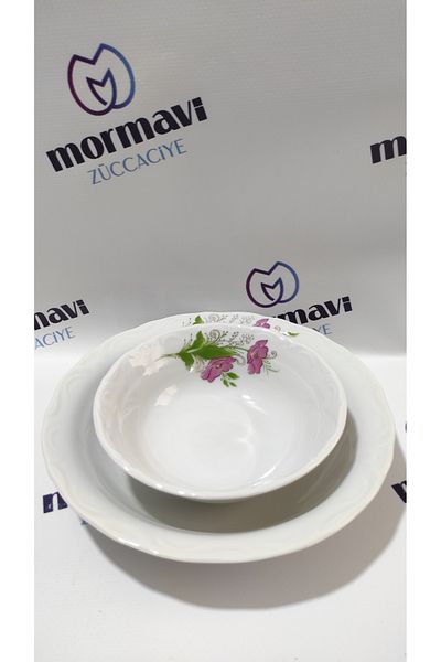 Porland Porcelain Tulip 12-Piece Plate Set for 6 People (Plate Bowl)