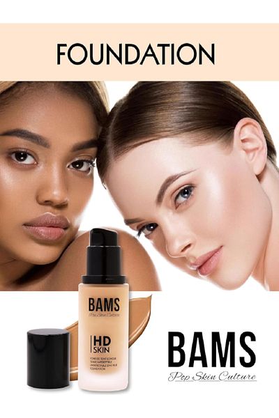 BAMS POP SKIN CULTURE BAMS HD Liquid Foundation | Full Coverage, Lightweight, Long-Lasting & Blendable Formula (Shade 103)