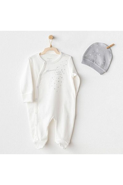 andywawa Ac25705 Mommy's Little Star Jumpsuit Set Ecru