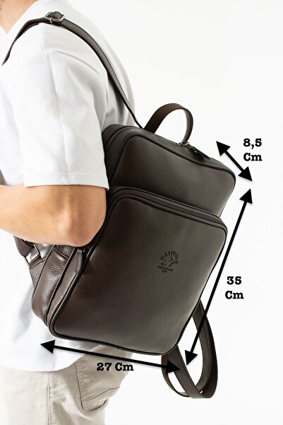 Westpolo Vegan Deri Unisex Sırt Çantası - Kahverengi
