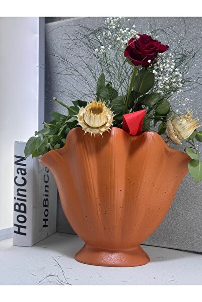 BLANJ Istiridye Vazo Kiremit Rengi (DENİZ KABUĞU VAZO)