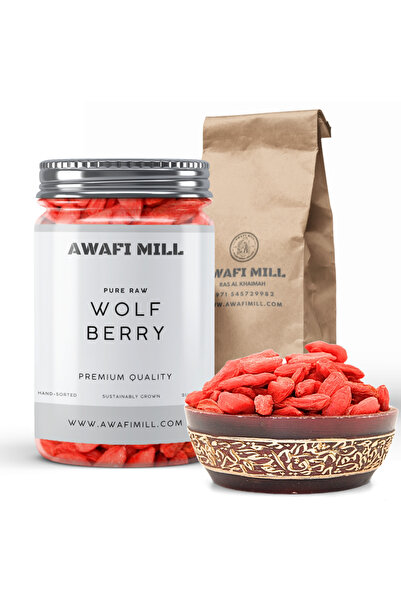 AWAFI MILL توت غوجي مجفف | توت غوجي عالي الجودة - زجاجة ١٠٠ غرام / ٣.٥ أونصة