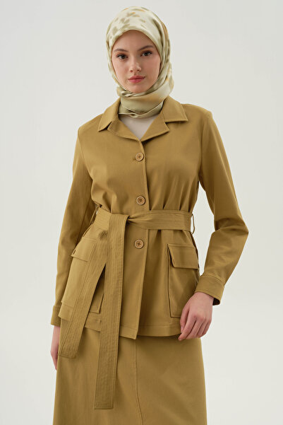 Tuğba Kuşaklı Cepli Ceket - Olive
