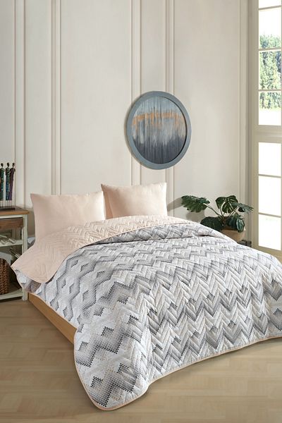 Formeya Double Patterned Quilted Double Sided Colorful Pique Bedspread Set 200X230 cm (Without Sheets)