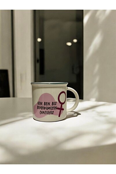 Butik Rue Design Feminist Sloganlı Özel Tasarım Seramik Kupa "Sen, Ben, Biz B...
