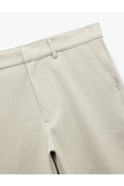 Koton Viskon Karışımlı Pike Kumaş Katlamalı Paça Slim Fit Chino Pantolon