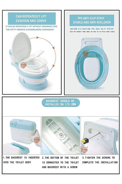 Yelajoy Portable Potty Training Toilet Seat,with Lid,Non-slip Strips,Suitable for Kids Boys Girls,Blue