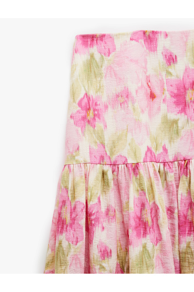 Koton Fusta lungă cu flori din țesătură de viscoză, căptușită