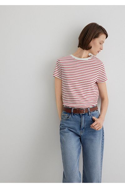 Mavi Crew Neck Striped Red T-Shirt Slim Fit / Slim Fit 1612881 -86680