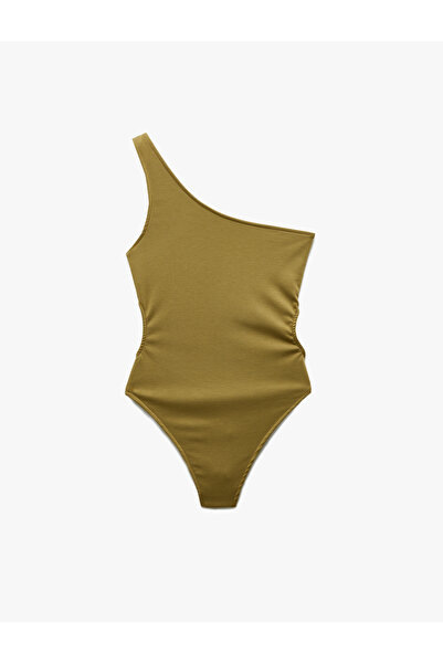 Koton Slim Fit One Shoulder Bodysuit with Window Detail