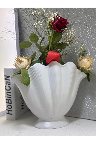 BLANJ Istiridye Vazo Kum soguk Gri Rengi (DENİZ KABUĞU VAZO)