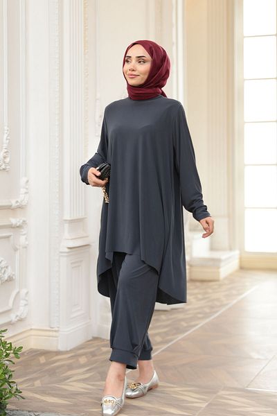 LOCCO بدلة نسائية بأرجل مطاطية مفصلة أنثراسايت