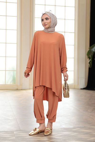 LOCCO Women's Leg Elastic Detailed Suit Orange