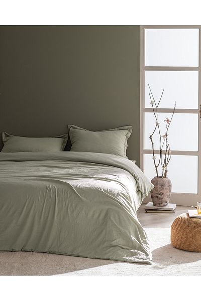 Madame Coco Mona King Size Microfiber Elastic Duvet Cover Set - Khaki