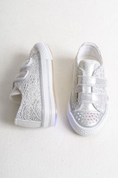 Mini Angel Stoned Velcro Silver Girls' Shoes Orthopedic Girls' Shoes Daily Sports Shoes