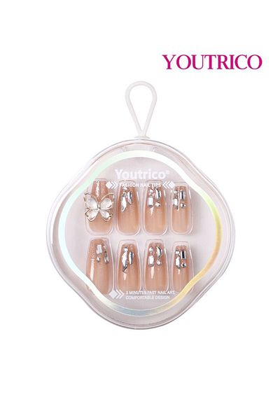 Youtrico 24 Press-on nails,3D butterfly,Diamond sparkle,Nail salon