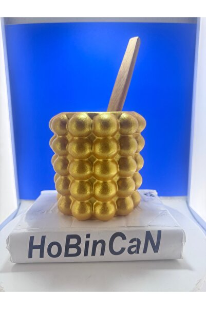 BLANJ Gold Altın Rengi 5 Baloncuklu Kaşıklık Vazo | Beton Vazo Dekorasyon | Dekor Saksı