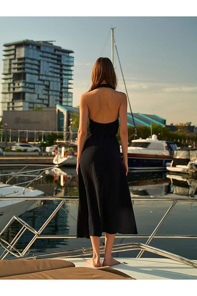 Coral Halter Dress Black