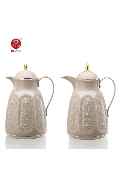 Rose RS-132-Islamic patterned tea and coffee thermos set consisting of 2 rose thermoses, one for 1.5 liters of coffee and one for 1.5 liters of tea