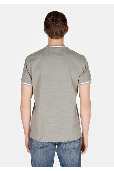 Colin's Tricou verde cu mânecă scurtă pentru bărbați, cu gât rotund, jacquard