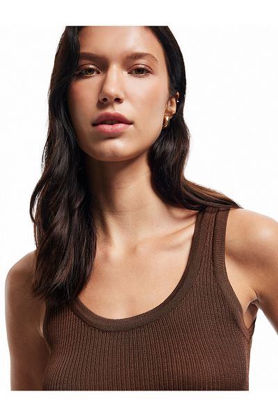 Koton Viscose Fabric U Neck Thick Strap Ribbed Knitwear Undershirt