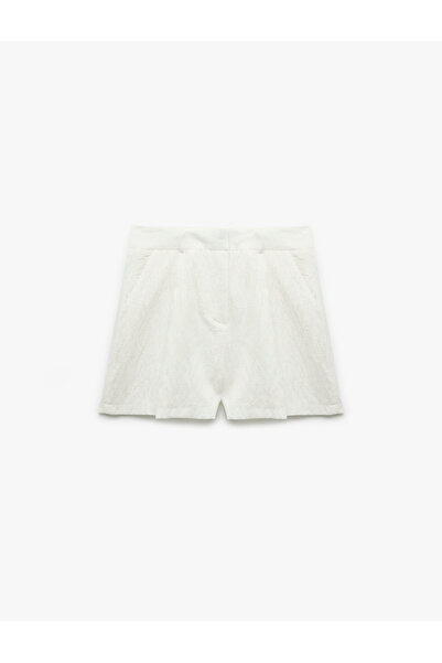 Koton Normal Bel Regular Fit White Women's Shorts 5Sak40069Ew