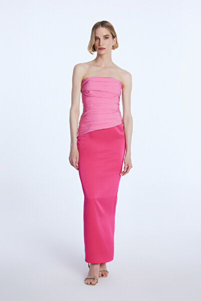 adL Mert Aslan Straplez Büzgülü Elbise
