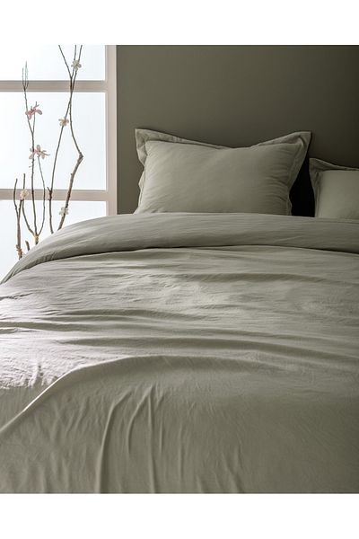 Madame Coco Mona King Size Microfiber Elastic Duvet Cover Set - Khaki