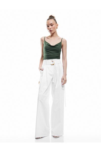 Koton Flared Collar Slim Fit Draped Strap Snap Body