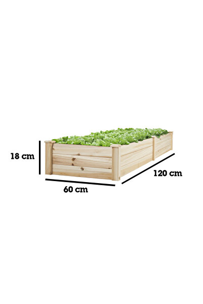 Platanus Peyzaj Ahşap Sebze Yatağı 60x120x18 cm