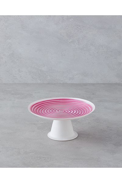 English Home Swirly Glass Cake Stand 21 cm Pink