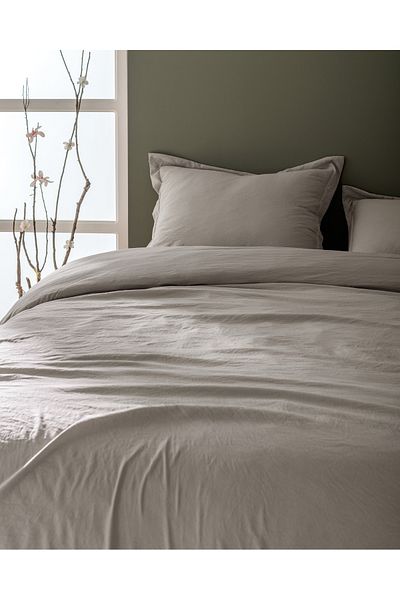 Madame Coco Mona King Size Microfiber Elastic Duvet Cover Set - Stone