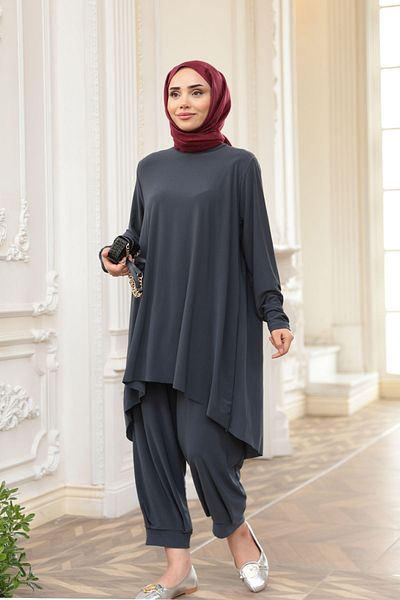 LOCCO بدلة نسائية بأرجل مطاطية مفصلة أنثراسايت