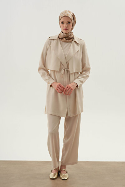 Tuğba Manşetli Salaş Ceket - Ekru