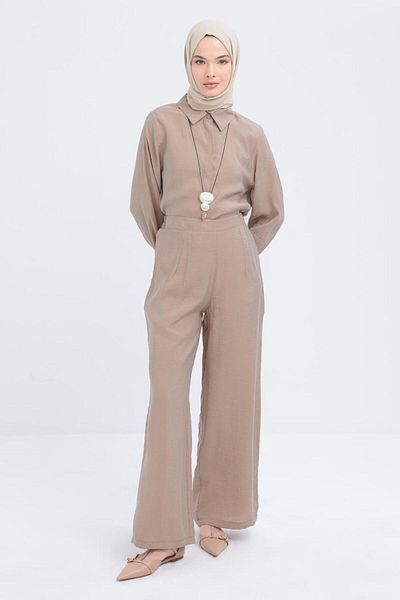ALLDAY Modal Wide Leg Trousers with Side Zipper