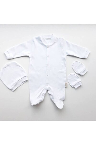 bebegen بذلة بيضاء بسيطة للأطفال مع قفازات