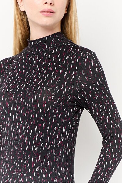 Scotch & Soda Women Mock Neck Long Sleeves Allover Print Top, Multicolor