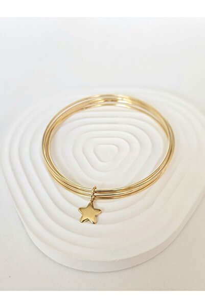 Roya Happiness CHARMLI BİLEKLİK 5'Lİ AJDA BİLEZİK TASARIMINDA KADIN BİLEZİK ALTIN RENK KADIN ÇELİK BİLEKLİK