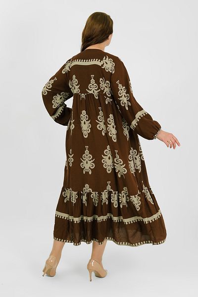 By Alba Collection Women's Tan Cotton Viscose Plus Size Dress