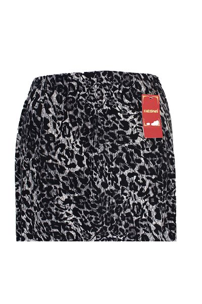 HESNA Women's Betül 8 Piece Elastic Unlined Black Leopard Patterned Skirt