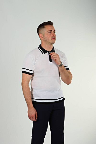 eg38 Κεντητό Πλεκτό T-Shirt Λευκό