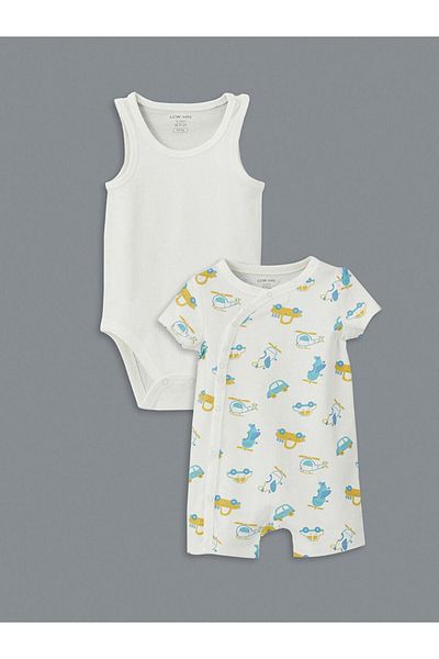 LC Waikiki Baby Boy Rompers and Snap Fastener Bodysuit 2-Piece (S5)