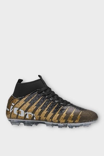 Liger Black Crampon Football Shoes with High Top and Socks - Gold