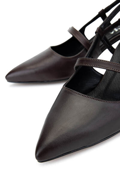 Tamer Tanca Women's Genuine Leather Brown Heeled Shoes