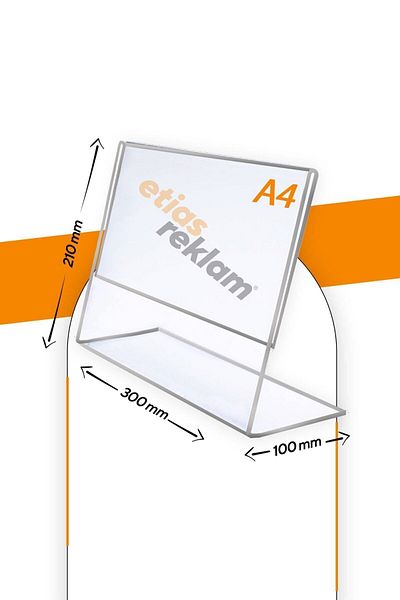 Etias Reklam A4 L Type Horizontal 5-Piece Table Top Transparent Plexi Foil / Brochure Holder