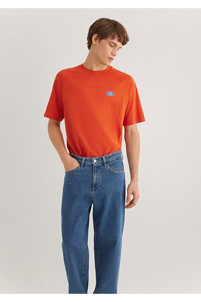 Mavi Logo Printed Orange T-Shirt Loose Fit / Loose Relaxed Fit 0612550 -70435